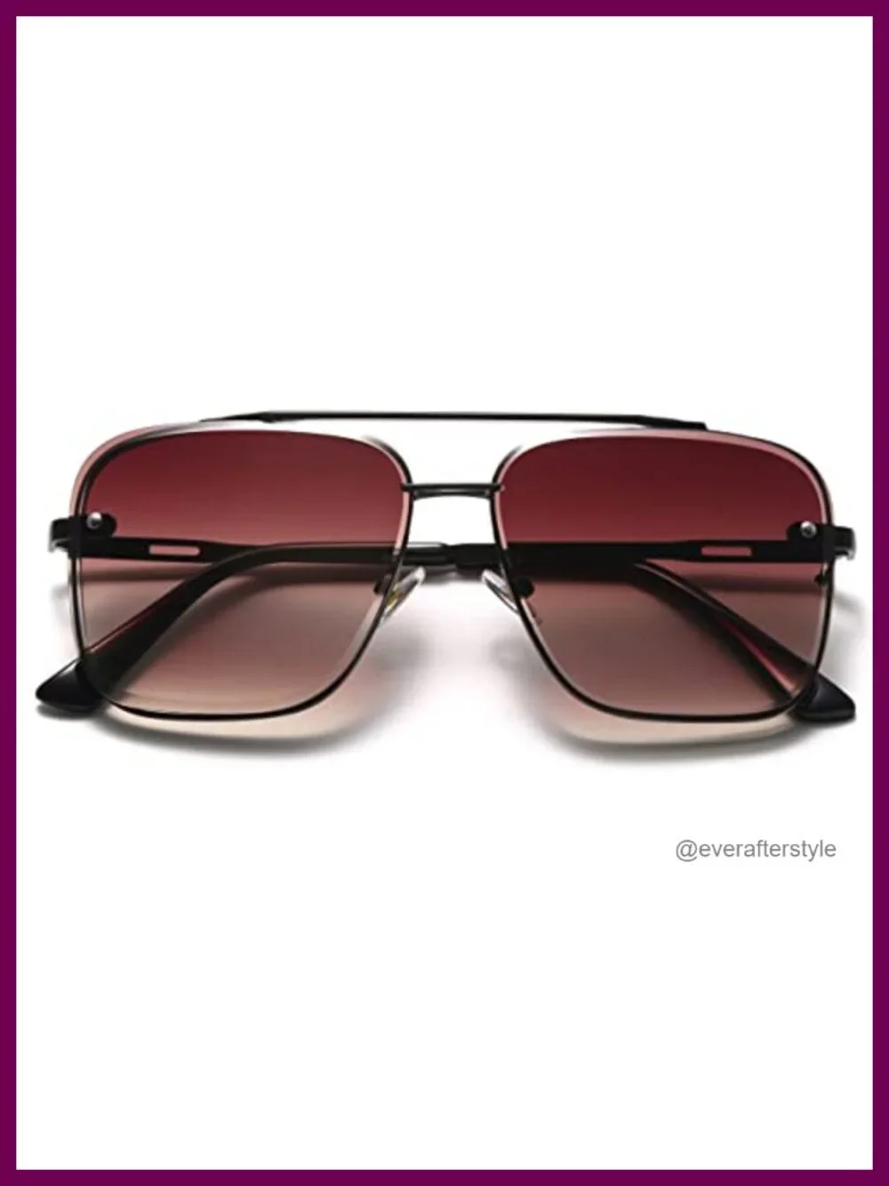 Oversized Square Aviator Sunglasses Metal Frame Tinted Lens Unisex